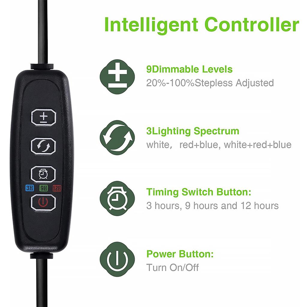 Grow Light Full Indoor Plants Height Adjustable Growing Lamp for Spectrum LED Plant Light with Timer 3/9/12H Dimmable Brightness