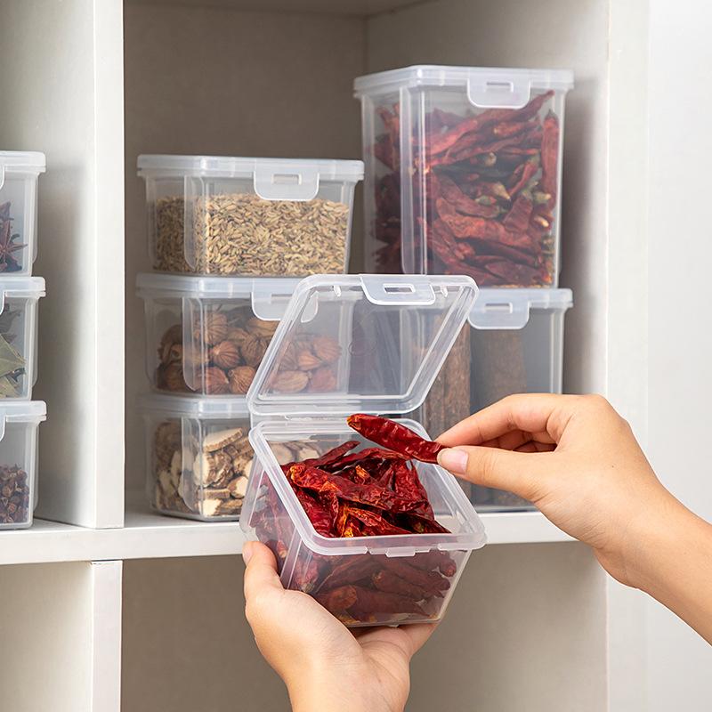Kitchen Spice Storage Box With Lid Dried Pepper Seasoning Storage Sealed Moisture-Proof Fruit Medicinal Materials Household Packing Box
