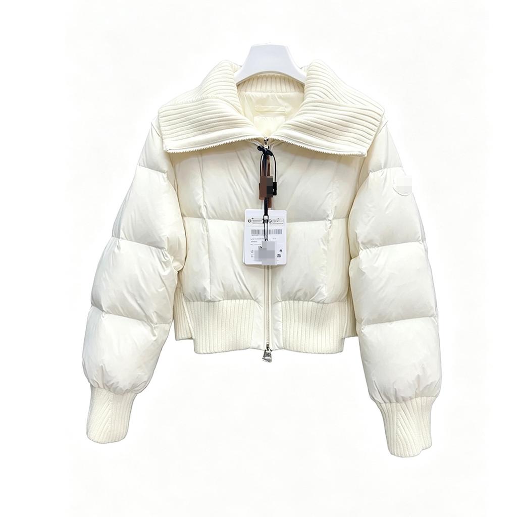 Winter new down jacket women's knitted fake two-piece white goose down warm jacket fashion puff bread jacket