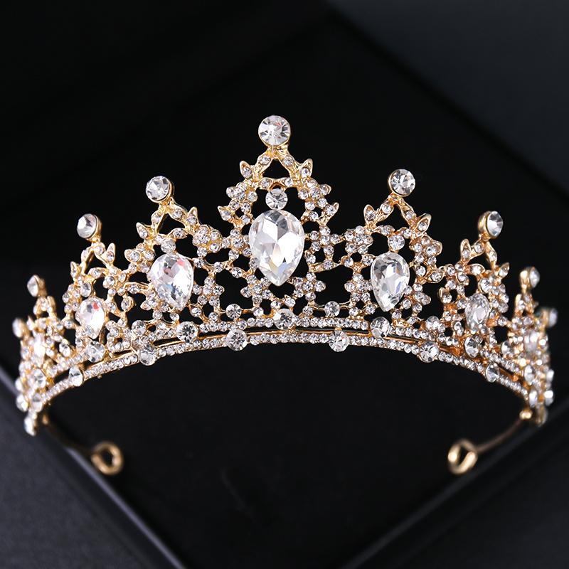 Baroque Vintage Crystal Rhinestone Crowns With hair comb Diadems Headbands For Women Bride Wedding Hair Accessories Jewelry NONE