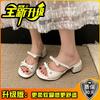 Wedge Heel Sandals Women's 2025 New Summer Wear with Cool Slippers with Skirts, Beautiful French High-heeled Slippers