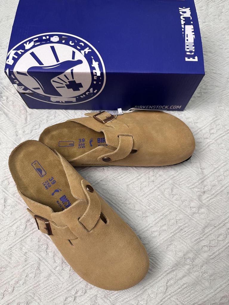 BK Half-Covered Genuine Leather Unisex Slippers with Cork Toe Cap - Versatile Casual Outdoor Wear by Birkenstock