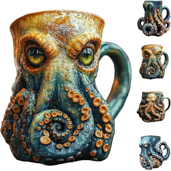 

3D дизайн восьминога/Кракена пивний кухоль для бару, ресторану та дому, колекціонер драконів, тематична вечірка, прикраса для напоїв, подарунок, середньовічний піратський пивний кухоль B