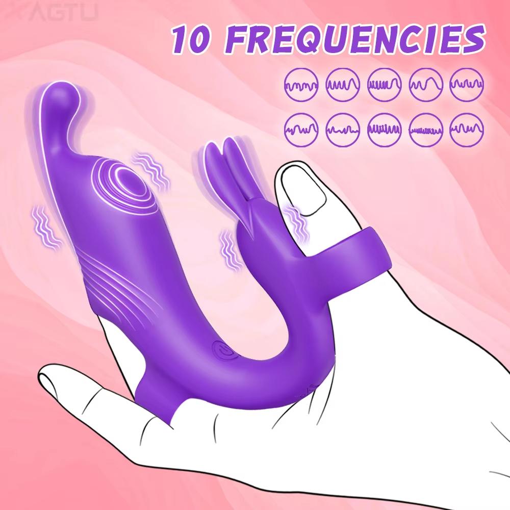 Rabbit Finger Vibrator for Clitoral and G-Spot Stimulation Adult Sex Toy with 10 Vibration Modes Female Masturbation and Couples' Sex Toy