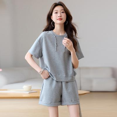 Fashion Casual Loose Sports Suit Women's Summer New Loose Thin Short-sleeved Sweater Shorts Two-piece Set