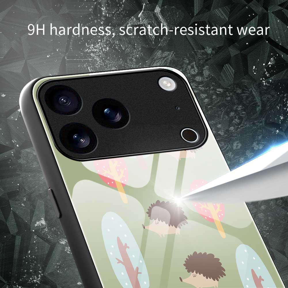 For iPhone 17 Pro Case PC TPU Tempered Glass Pattern Printing Anti Drop Phone Back Cover