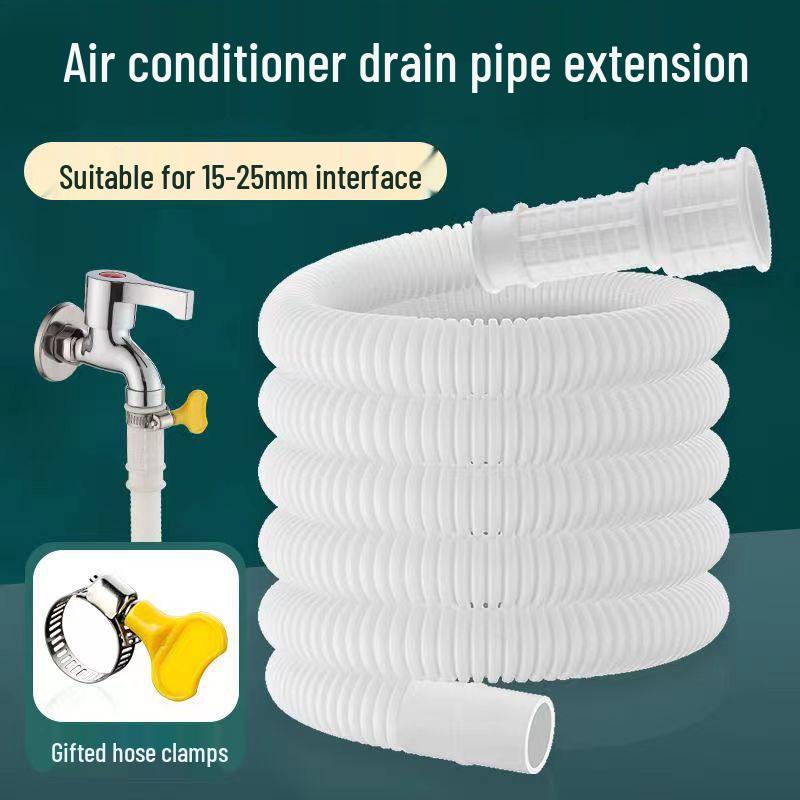 

Extended Household Soft Hose: Semi-Automatic Washing Machine & Air Conditioner Drain with Corrugated Water Inlet Connector Hose Clamp