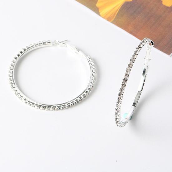 Elegant Big Circle Round Hoop Earrings Women Rhinestone Inlaid Wedding Jewelry