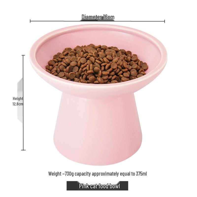 High-Leg Ceramic Cat Bowl with Neck Protection