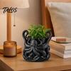 Weatherproof Garden Ornament 3D Printed Octopus Planter with Tray, Creative Succulents Flower Pot, Weather-Resistant Vibrant Decoration Planting