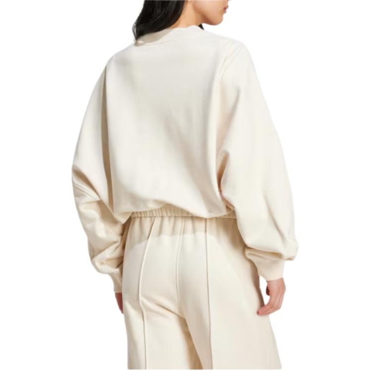 Adidas Originals Essential Premium Essentials Oversized Sports Sweatshirt Ribbed Crewneck Women Sweatshirt Undyed IZ0291