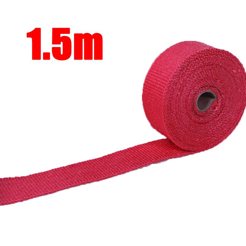 1.5m Motorcycle Exhaust Pipe Wrap Insulation Glass Fiber Tape Auto Insulation Heat Wrapped Tape 900-1200 Degrees Temperature