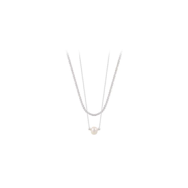 Double-layered Freshwater Necklace for Women, Stylish and Sparkling Design, Cool and Elegant Style, Collar Chain