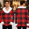 Men's Christmas Printed Fleece Lined Hoodie | Faux Trim Party Sweatshirt With Pocket | Plus Size Loose Fit Holiday Pullover