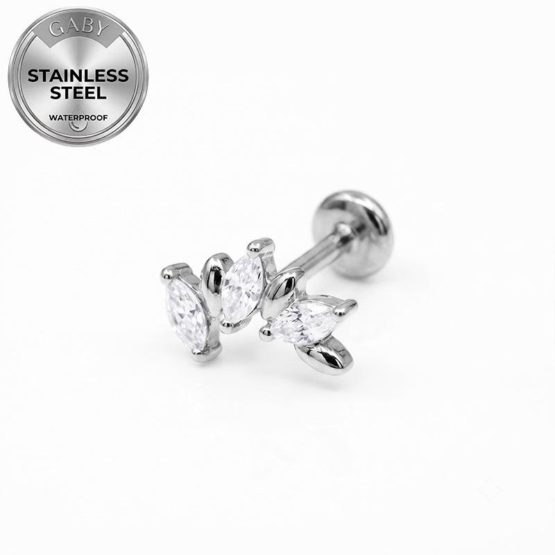 Euro Cross 316L Medical Grade Stainless Steel Star Eye Wing Ear and Lip Stud with Internal Thread