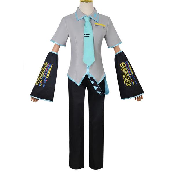Anime Miku Cosplay Full Set Silver-Grey Patent Leather Fabric Costume Headwear Suit Outfit Jk Uniform Cosplay Halloween