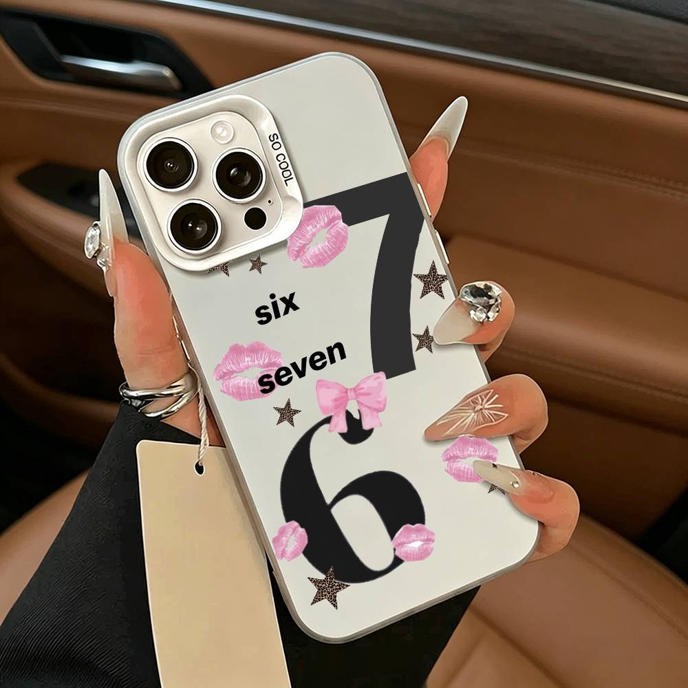 SS Fashion Six Seven 67 Phone Case For IPhone 17 Air 16 15 14 13 12 11 Pro Max White  Silver  Hard Cover