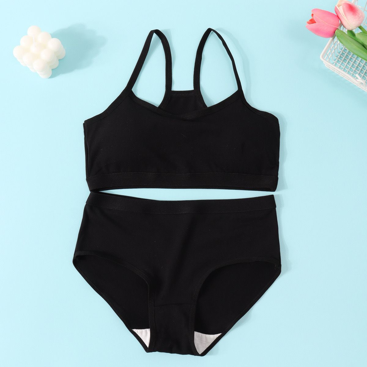 

Бюстгальтер для девочек, хлопковое нижнее белье для подростков, тренировочный бюстгальтер, студенческий жилет для полового созревания, бюстгальтеры чёрный