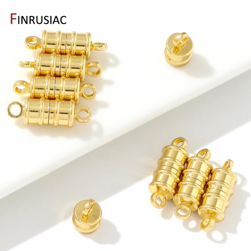 18K Gold Plated Brass Magnetic Clasps,Round Bamboo Joint End Clasp Connectors For DIY Bracelets Necklace Making Accessories