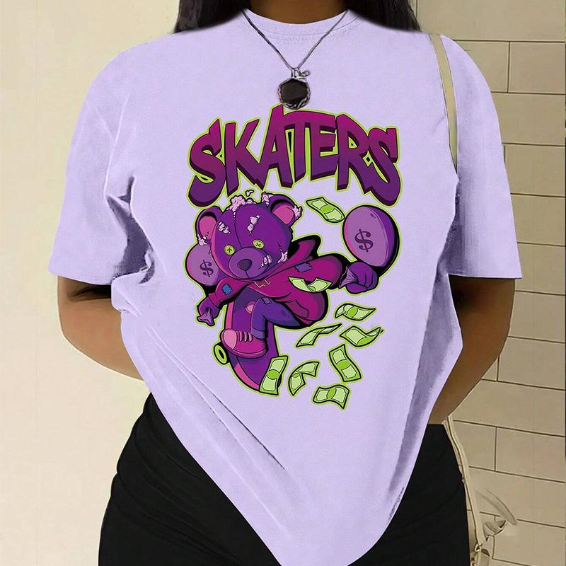 Fashion Women Cartoon Cool Animal Bear Print T Shirt Funny Casual O-neck Short Sleeves T-shirt Summer Female Tee Shirt