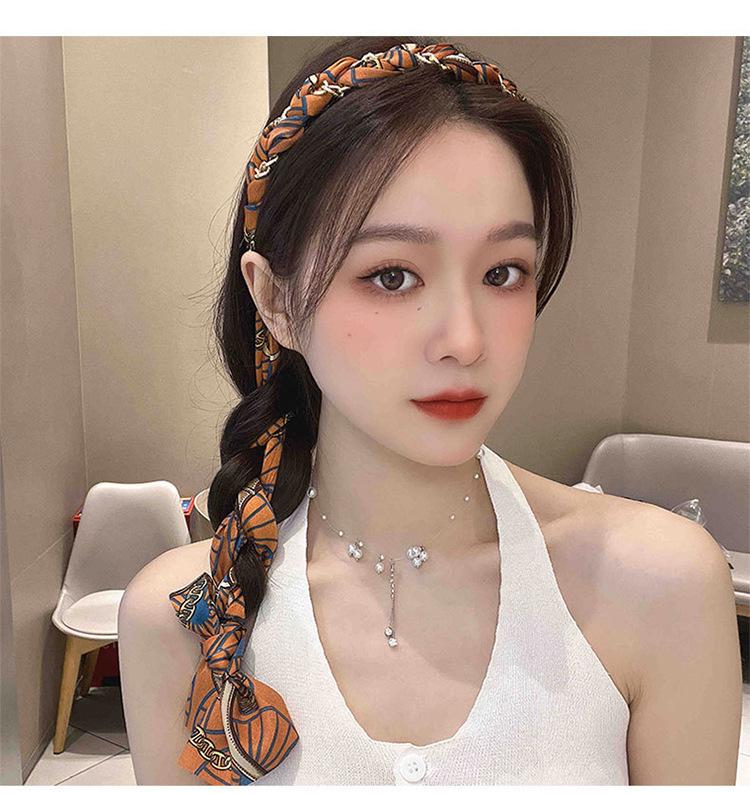 Пасторальная цветочная плетеная повязка на голову: Женский высококачественный бант-лента с зубчиками для волос.