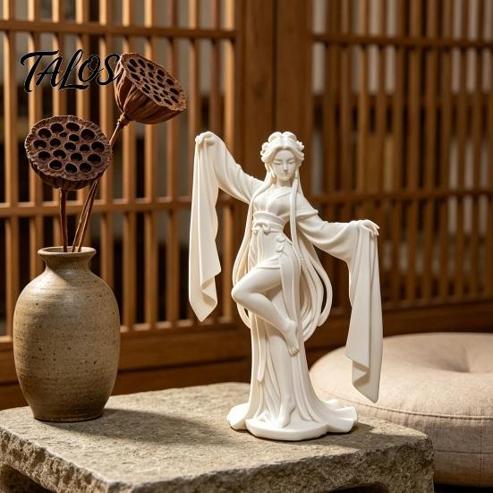 Fine Water Sleeve Dancer 3D Printed Ancient Chinese Ornament, Elegant Flowing Figurine, Artistic Tea Room Accents Traditional Oriental Aesthetic