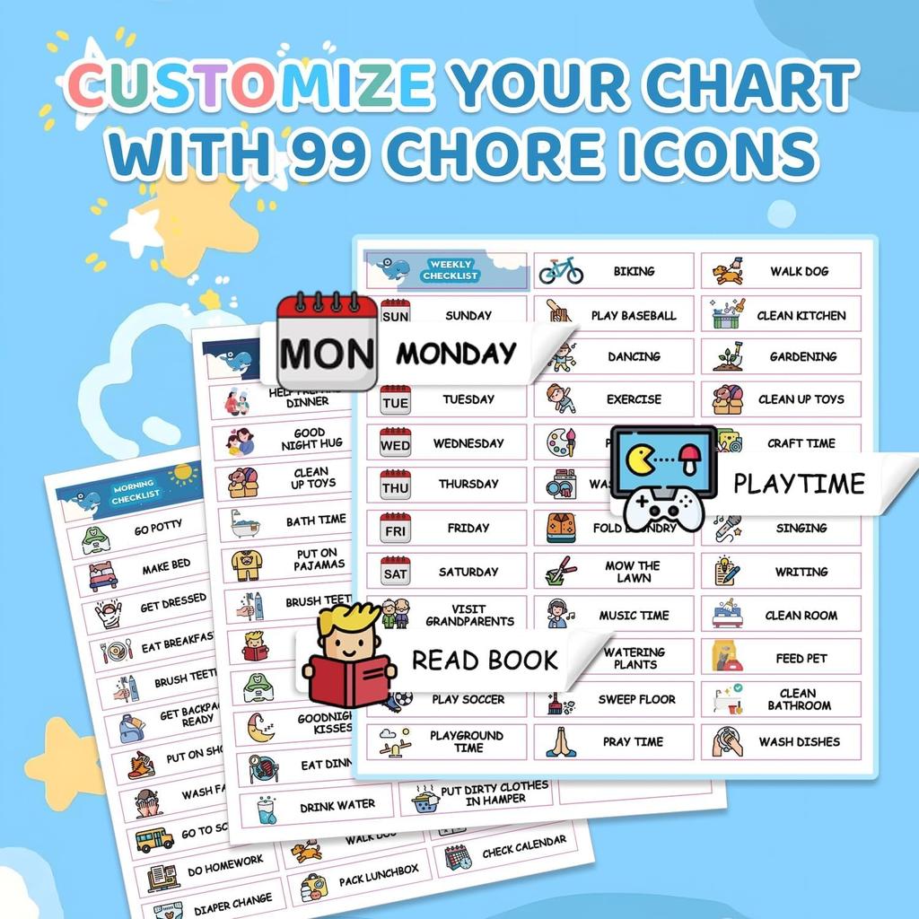 Upgraded Slider Morning/Bedtime Routine Chart for Kids Toddlers - Magnetic Kids Chore Chart for 2 Kids, Dry Erase Chore Chart for Kids, Visual