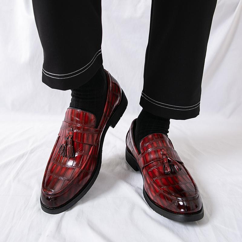 Fashion Luxury New Tassel Loafers New Men's Alligator Pattern Patent Leather Shoes Designer Formal Wedding Dress Homecoming Footwear
