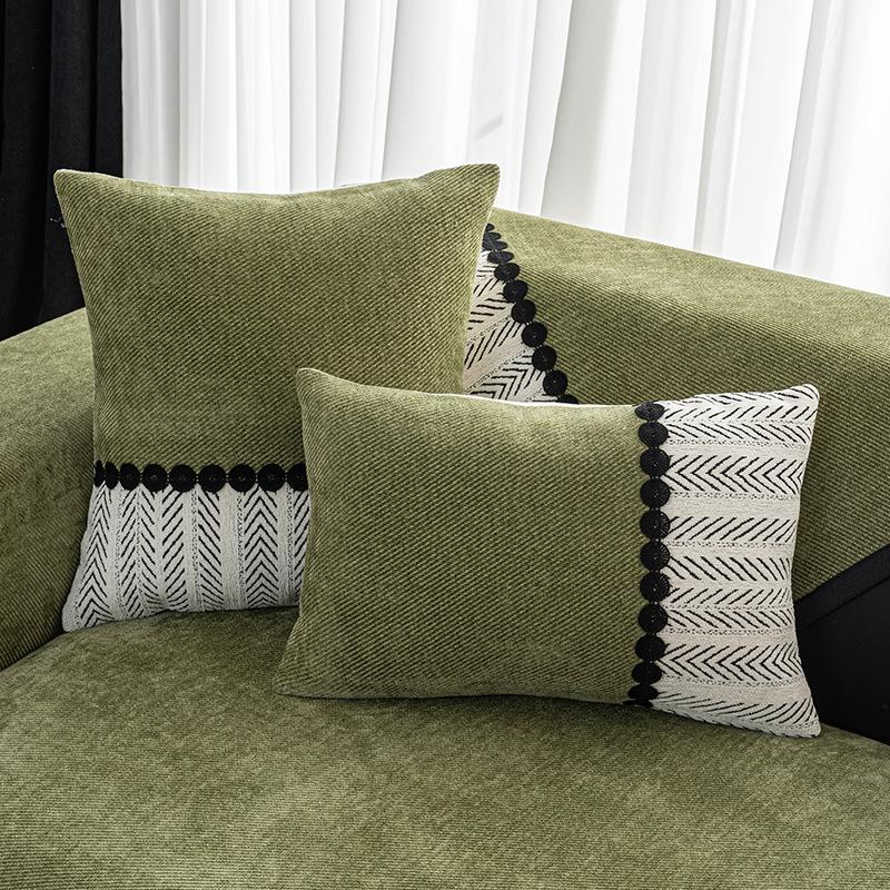 Vintage Green Chenille Sofa Cushion Universal In All Seasons With Skirt Sofa Cover Non-Slip Sofa Cover Cloth Towel Seat Cushion