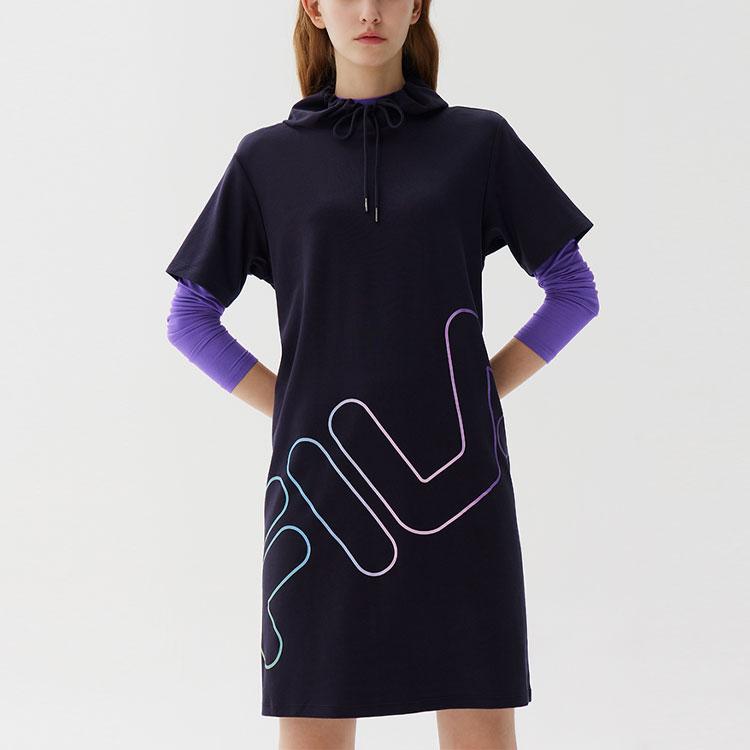 FILA Fitted Hooded Short Sleeve Dress Women dresses Legendary-Blue F51W128355F-NV