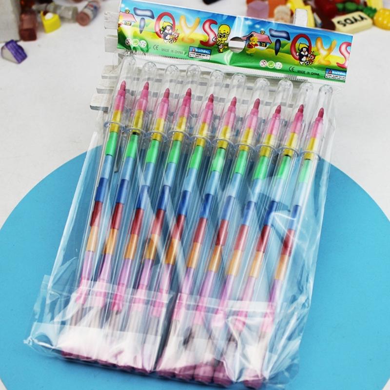 10/24Pcs Building Blocks Kid Crayons Stackable Crayons Kids Detachable Crayons