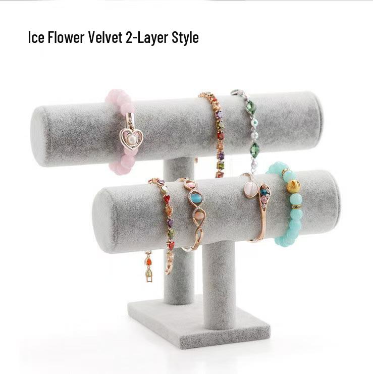 Soporte de Exhibición para Pulseras y Relojes de Tela Afelpada – Soporte de Joyería de Una Sola Capa