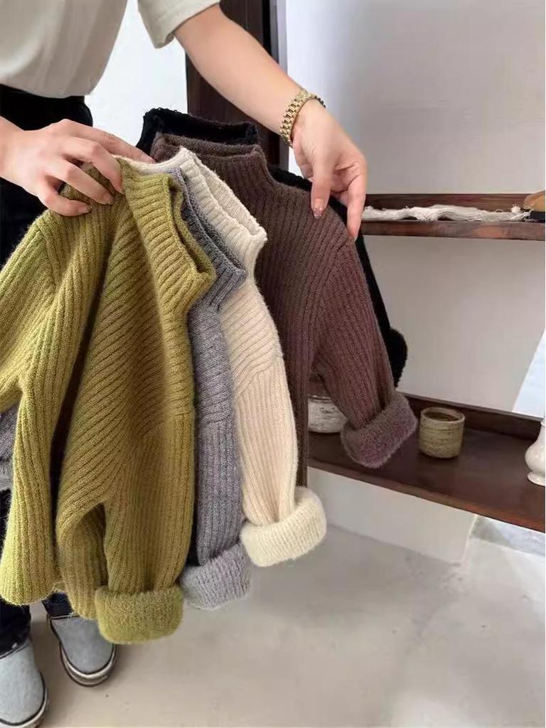 Suéter de Punto con Forro Polar para Niños - Estilo Otoño/Invierno para Niños y Niñas