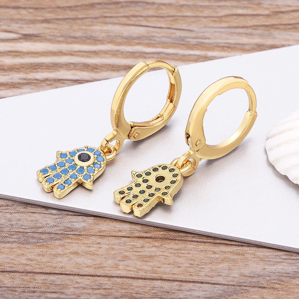 Nidin Fashion Luxury 14 Styles Wholesale Palm Tree Drop Earrings Micro Pave Cubic Zirconia High Quality Party Wedding Jewelry