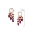 Purple Cluster Beads Embellished Kundan Traditional Drop Earring For Women