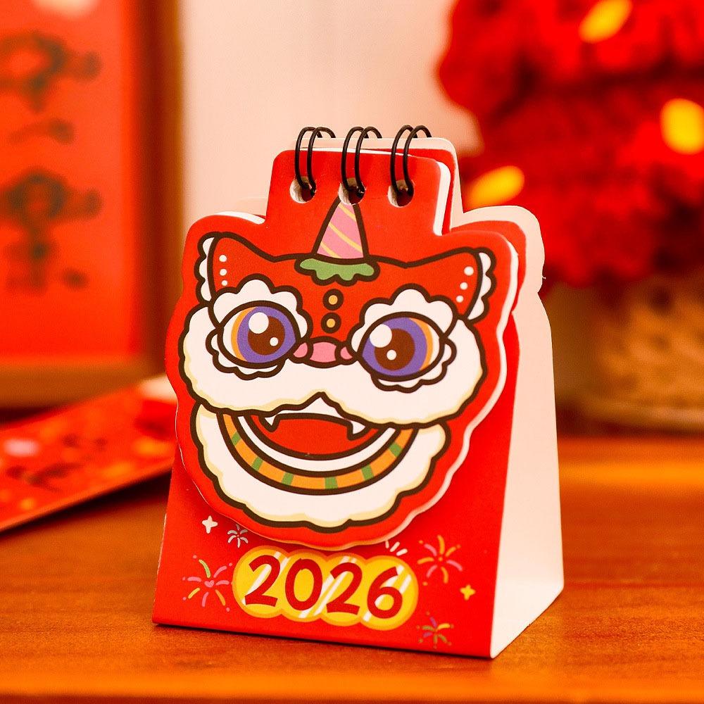 Red Mini Calendar Cartoon Schedule Planner Creative 2026 Coil Calendar  Office School Home