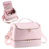 Portable Nail Varnish Organizers Bag Double Handles Adjustable Strap Waterproof Polyester Makeup Storage Case 30x22x25cm