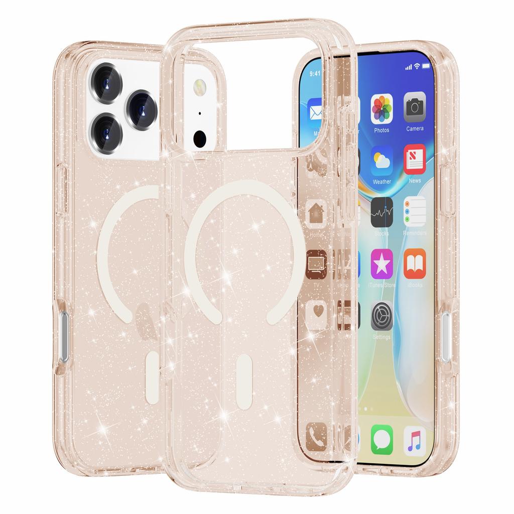 AMORUS For iPhone 17 Pro Magnetic Case Compatible with MagSafe Glitter Powder PC + TPU Phone Cover
