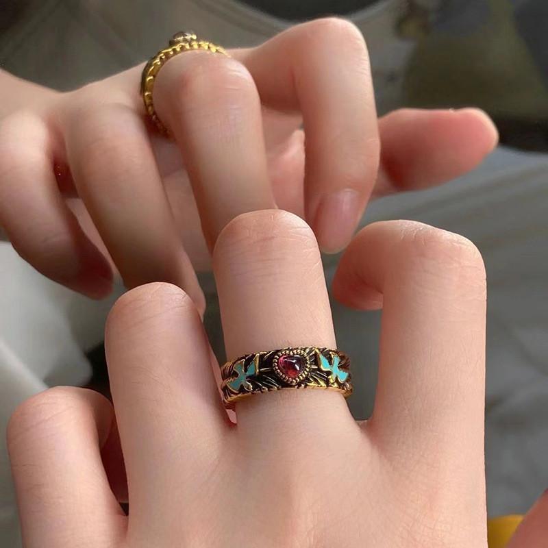 Vintage Antique Gold Geometric Adjustable Ring For Women With Stunning Zircon Stones