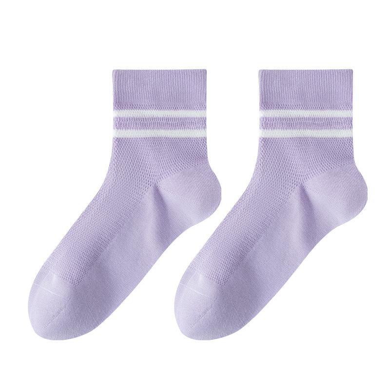 

Female Spring and Summer Pure Cotton Deodorant Sweat Absorbent Breathable Boneless Mesh Tube Socks 1 pair фиолетовый