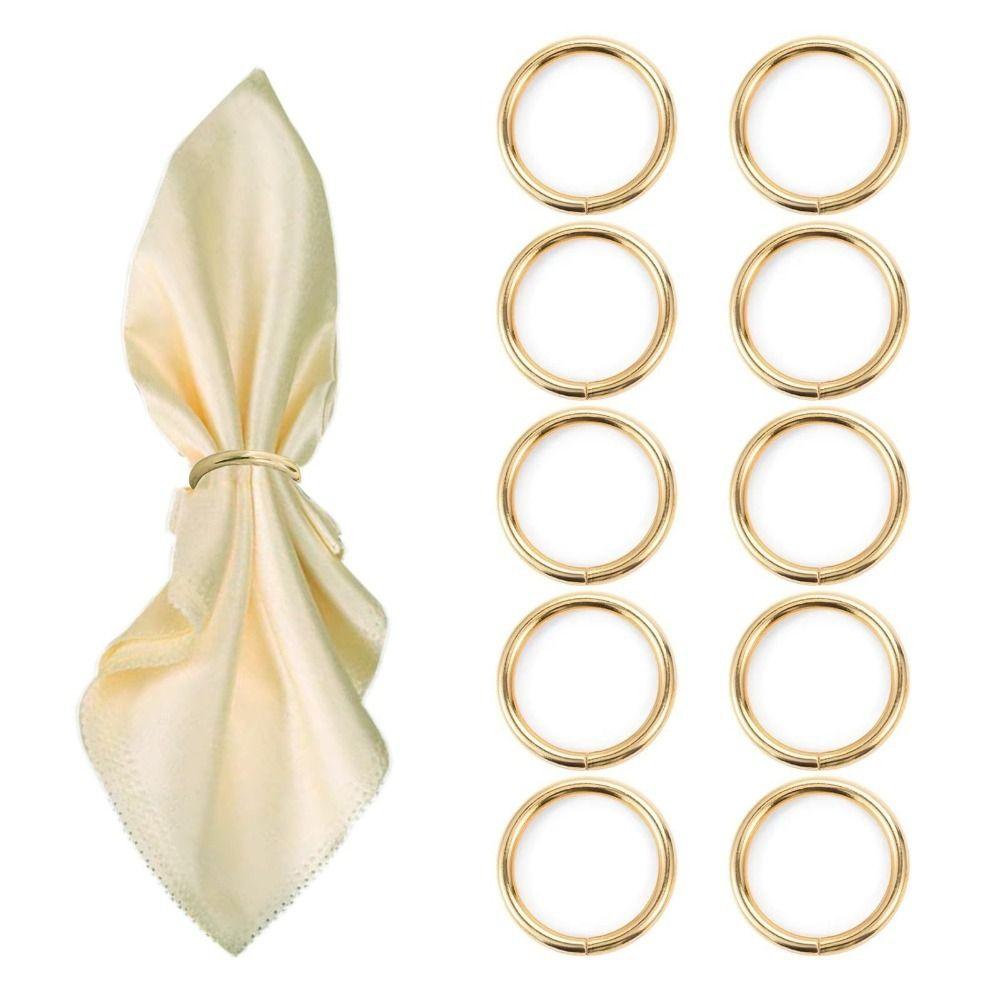 10Pcs Stainless Steel Round Napkin Ring Minimalist Style Napkin Buckle  For Table Settings