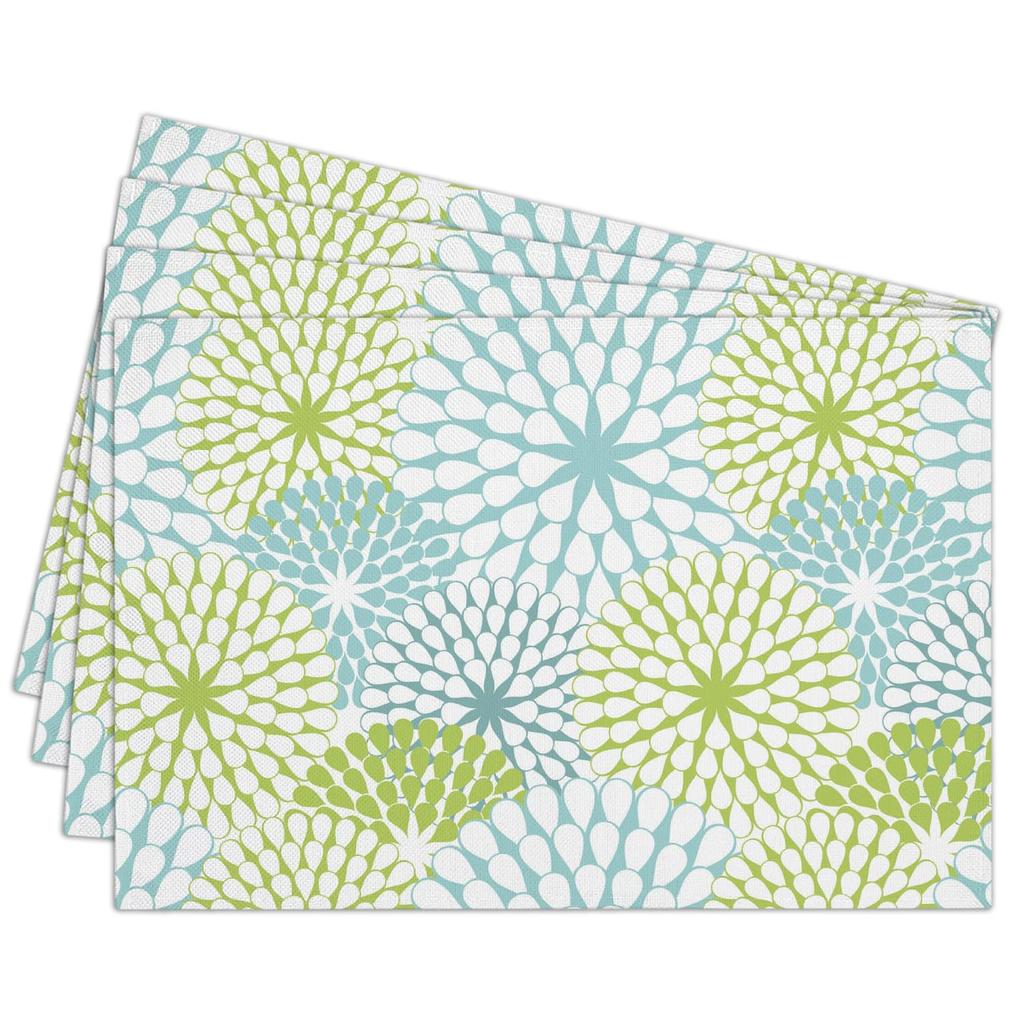 Cotton Linen Waterproof Placemats Set of 4, Daisy Floral Dining Mat Table Mats Decor