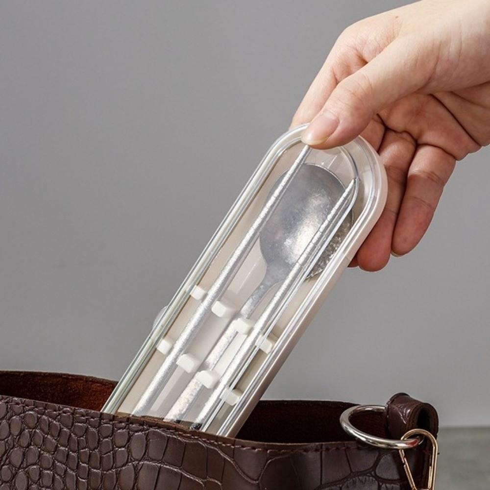 2 in 1 Student Cutlery Lightweight Camping Spoon Tableware Travel Flatware  Kitchen Accessories