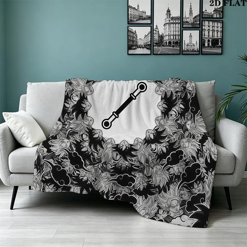 Goku Printed Flannel Blanket, soft throw for bedroom sofa, washable, Christmas present, great gift.