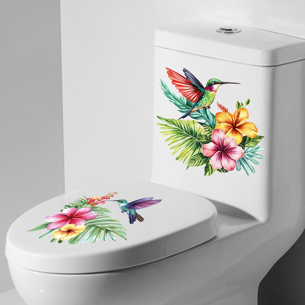 2 Blatt Schöner Goldener Blume Toilettenaufkleber Badezimmer Toilettendeckel Dekorativer Aufkleber Wasserdicht Selbstklebend