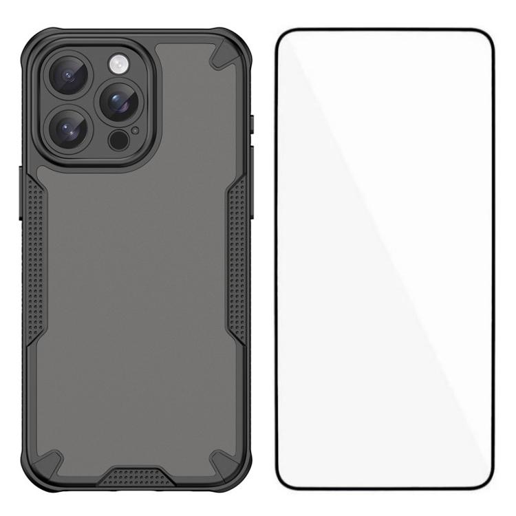 

WANLONFENG MFFJ Series For iPhone 15 Pro Case Anti Drop TPU Phone Back Cover with Screen Film Black