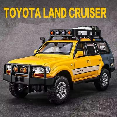 Neu 1:24 Toyota Land Cruiser LC80 Legierungsautomodell Druckgussmetallspielzeug Geländewagenautomodellsimulation Ton und Licht Kindergeschenk