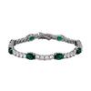 Prong Setting Two Tone Oval and Round CZ Tennis Bracelet Rhodium Plated Brass Luxury Couple Jewelry  Gift