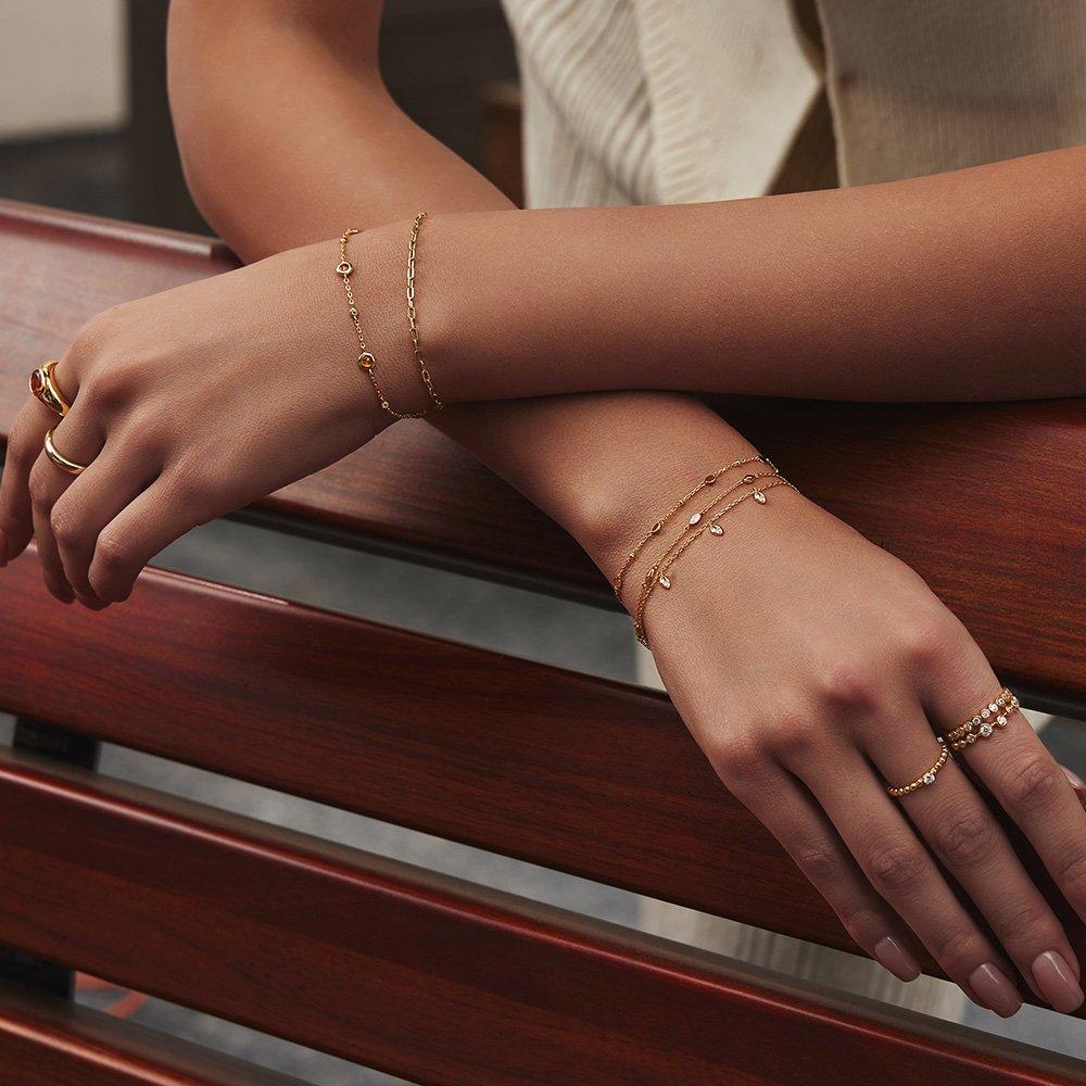 Gold Nano Gem Station 925 Silver Bracelet B066-01G