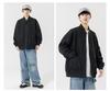 2025 Japanese Trendy Men's Retro Loose Stand Collar Bomber Jacket - Spring Casual Drop Shoulder Workwear Style.